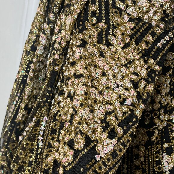 Hello Molly Gold & Black Halter Maxi Dress size 6 Sequined Formal Gown - Picture 9 of 9